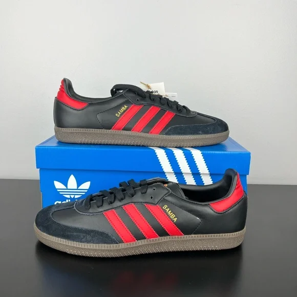 adidas | Shoes | Adidas Original Samba Team Manchester United Black Red  Devils Hq730 Mens | Poshmark